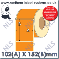 Thermal Transfer Label<br>Permanent Adhesive<br>102mm x 152mm ORANGE<br><br> For Small Desktop Label Printers