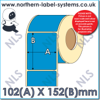 Thermal Transfer Label <br>Permanent Adhesive<br>102mm x 152mm BLUE<br><br> For Small Desktop Label Printers