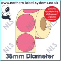 Direct Thermal Label<br>Permanent Adhesive<br> PINK 38mm Diameter Circle<br><br> For Larger Label Printers
