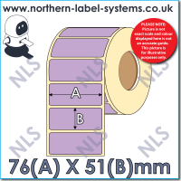 Direct Thermal Label<br>Permanent Adhesive<br>LILAC 76mm x 51mm<br><br> For Small Desktop Label Printers