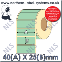 GREEN Synthetic Label<br>40mm x 25mm<br>Permanent Adhesive<br><br>For Larger Desktop Label Printers