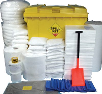 1100 Litre Oil and Fuel Spill Kit in Mobile Roll Top Bin