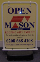 Swing Pavement Signs For Roofing Companies In London