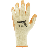 Draper Pack of Ten, Orange Heavy Duty Latex Coated Work Gloves - Extra Large 82751