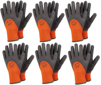 6 Pairs Size 7 S Tegera 682A Winter Lined Latex Foam 'Hi Viz Work Gloves 3/4 Dipped