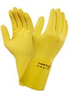 6 Pairs Ansell 87-190 EcoNoHands Yellow Rubber Gloves Small