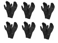 6 Pairs ANSELL Extra 87-950 Black Latex Chemical Resistant Gloves Large