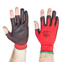 6 Pairs Polyco Matrix Fingerless PU Palm Gloves Red / Black Large