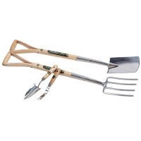 Draper Stainless Steel Border Fork with Spade Set and Hand Trowel with Weeder Set (4 Piece) 10347
