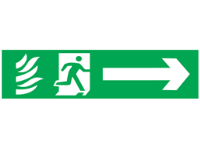 Fire Exit, Running Man Plus Arrow Right, Mini Safety Sign