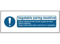 Vegetable Paring Machine Safety Label.