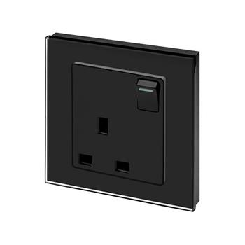 Crystal PG 13A Single Plug Socket With Switch Black