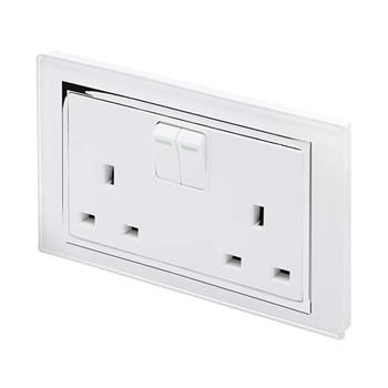 Crystal CT 13A DP Double Plug Socket with Switch White