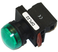 DPL22-GE (Pilot lamp round head green cap AC.DC100-120V - Hylec APL Electrical Components)
