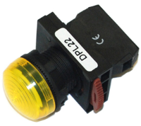 DPL22-YE (Pilot lamp round head yellow cap AC.DC100-120V - Hylec APL Electrical Components)