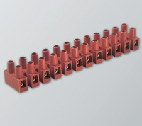 HY433/4 FVFLP (4 pole red-brown polyamide PA6.6, with 25% glass fibre reinforced wire protected pillar terminal block 10mm pitch 24a 450v - Hylec APL Electrical Components)