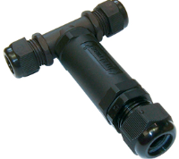THB.402.D2C.Z (TeeTube 2+2 Pole Screw - end barrier contact 7mm to 13.5mm on one gland 8mm to 17mm on the other gland, 4 mm max conducter size IP68 32A 450V 3 cable entries, assembled - Hylec APL Electrical Components)