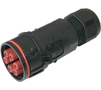 THB.404.B2E.Z (TeePlug Powersocket 6 pole Screw terminal 7mm to 14mm cable diameter, 4 mm max conductor size IP65 17.5A 400V 1 cable entry, assembled - Hylec APL Electrical Components)