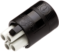 THF.380.B4A (TeePlug Powersocket 4 pole Crimp terminal 10 mm max cable diameter, 1.5 mm max conductor size IP20 17.5A 400V 1 cable entry - Hylec APL Electrical Components)