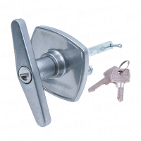 Silver Finish Universal 'T' Handle Garage Door Lock (Rear Fix)