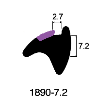 Wedge Gasket 7.2mm x 2.7mm - 7.2mm Purple Stripe (Per metre)