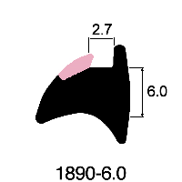 Wedge Gasket 6.0mm x 2.7mm - 6.0mm Pink Stripe (Per metre)
