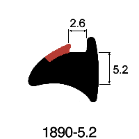 Wedge Gasket 5.2mm x 2.6mm - 5.2mm Brown Stripe (Per metre)