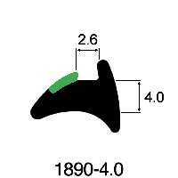 Wedge Gasket 4.0mm x 2.6mm - 4.0mm Green Stripe (Per metre)