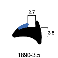 Wedge Gasket 3.5mm x 2.7mm - 3.5mm Blue Stripe (10m Bag)