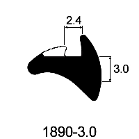 Wedge Gasket 3.0mm x 2.4mm - 3.0mm White Stripe (Per metre)