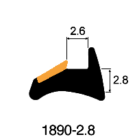 Wedge Gasket 2.8mm x 2.6mm - 2.8mm Orange Stripe (Per metre)