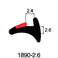 Wedge Gasket 2.6mm x 2.4mm - 2.6mm Red Stripe (Per metre)