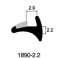 Wedge Gasket 2.2mm x 2.9mm - 2.2mm Grey Stripe (Per Metre)
