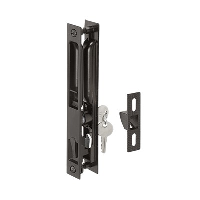 Q-Line Patio Door Hook Lock with Recessed Door Handles (HO3 Patio Lock Replacement) - Black