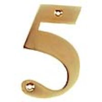 Metal House Numbers 0-9 - Number 5 Brass Finish