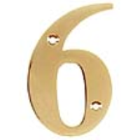 Metal House Numbers 0-9 - Number 6 Brass Finish