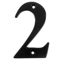 Metal House Numbers 0-9 - Number 2 Black Finish