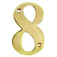 Metal House Numbers 0-9 - Number 8 Brass Finish