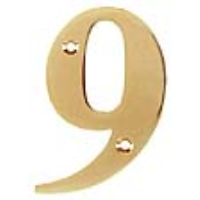 Metal House Numbers 0-9 - Number 9 Brass Finish