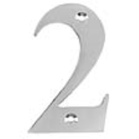 Metal House Numbers 0-9 - Number 2 Chrome Finish