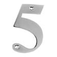 Metal House Numbers 0-9 - Number 5 Chrome Finish
