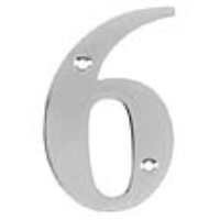 Metal House Numbers 0-9 - Number 6 Chrome Finish