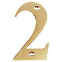 Metal House Numbers 0-9 - Number 2 Brass Finish