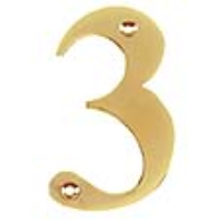 Metal House Numbers 0-9 - Number 3 Brass Finish