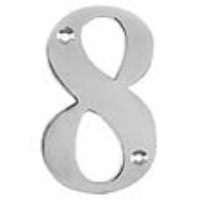 Metal House Numbers 0-9 - Number 8 Chrome Finish