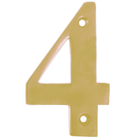 Metal House Numbers 0-9 - Number 4 Brass Finish