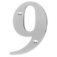 Metal House Numbers 0-9 - Number 9 Chrome Finish