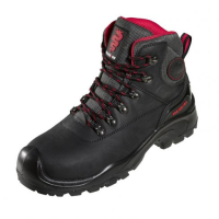Black Waxy Leather Hiker Boot with Scuff Cap
