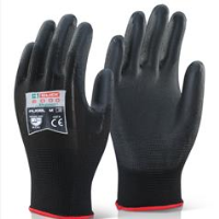 PU Palm Coated Nylon Glove Black PUGBL