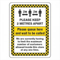 Please Queue Here And Wait To Be Called Sign